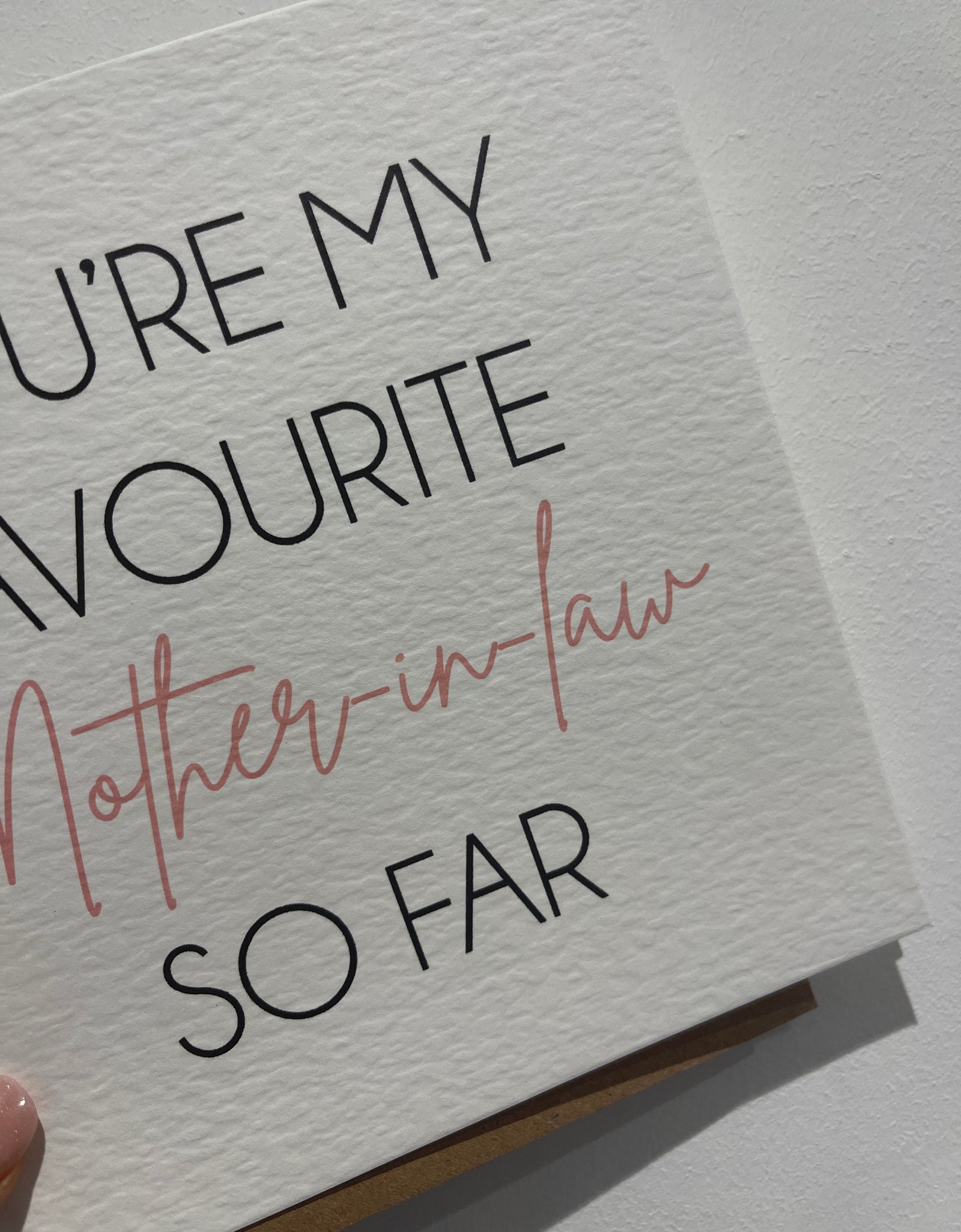 You're My Favourite Mother In Law So Far Mothers Day Cute Funny Humorous Hammered Card & Envelope by WinsterCreations™ Official Store