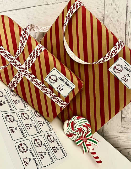 Load image into Gallery viewer, Sheet Of 21 Personalised Name North Pole Express Delivery Christmas Present Stickers Gift Labels Christmas stickers by WinsterCreations™ Official Store

