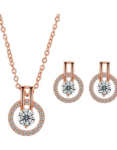Load image into Gallery viewer, Silver Cubic Zirconia Necklace and Earring Set for Women by Hollywood Sensation®
