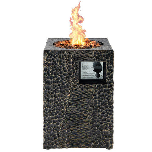 Load image into Gallery viewer, 16 Feet Square Outdoor Propane Fire Pit with Lava Rocks Waterproof Cover 30000 BTU-Black
