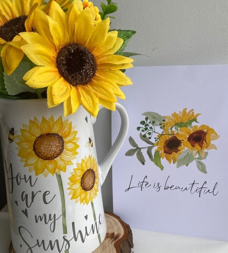 Life is beautiful Sunflower Spring Seasonal Wall Home Decor Print by WinsterCreations™ Official Store