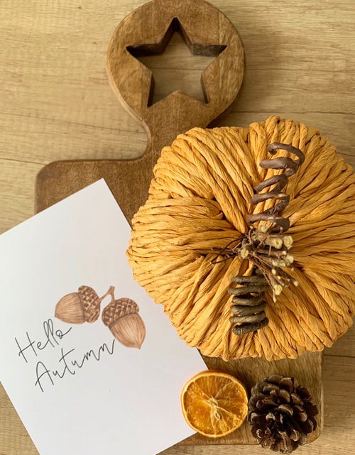 Load image into Gallery viewer, Hello Autumn Acorn Autumn Seasonal Wall Home Decor Print by WinsterCreations™ Official Store
