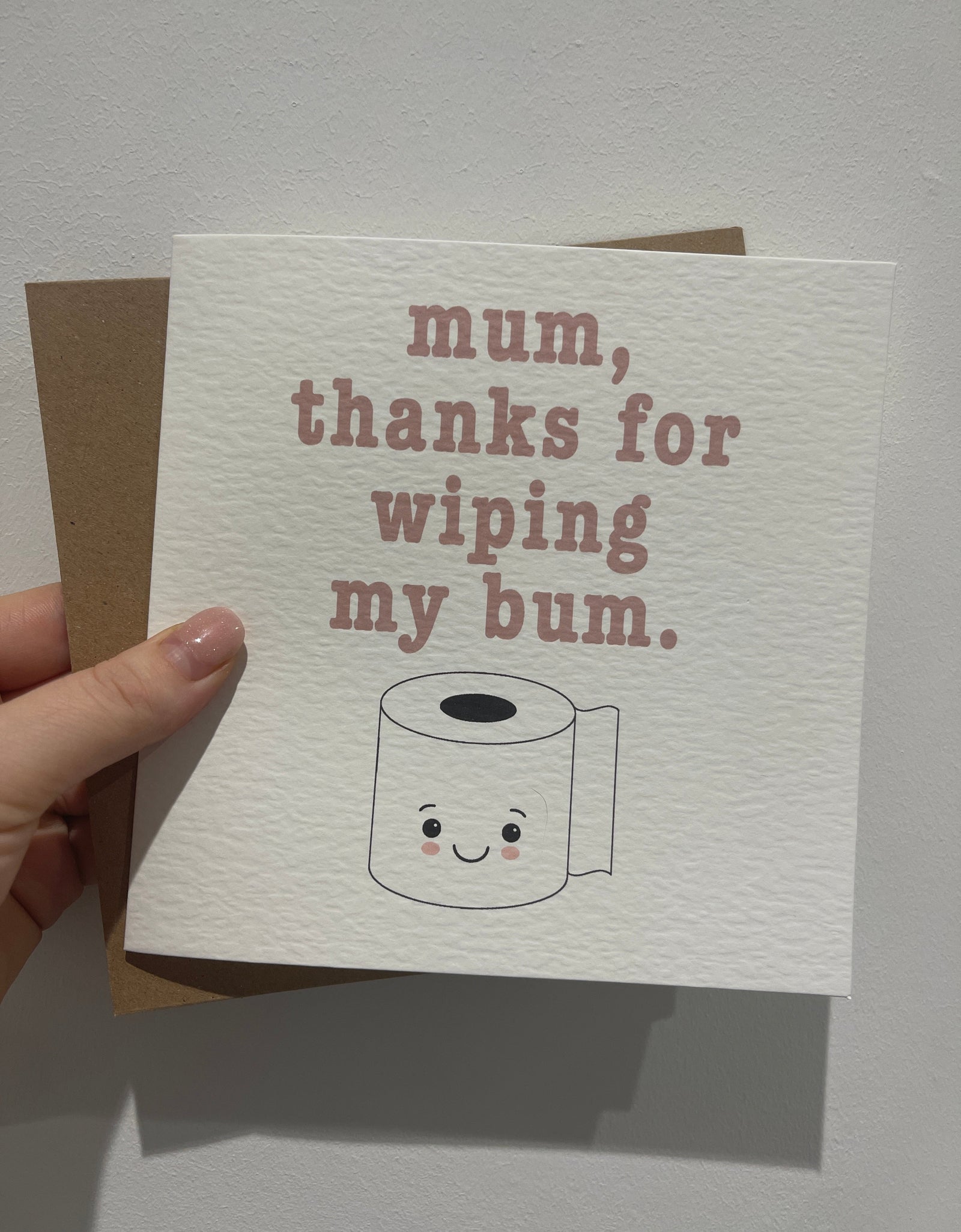 Mum Thanks For Wiping My Bum Mothers Day Cute Funny Humorous Hammered Card & Envelope by WinsterCreations™ Official Store