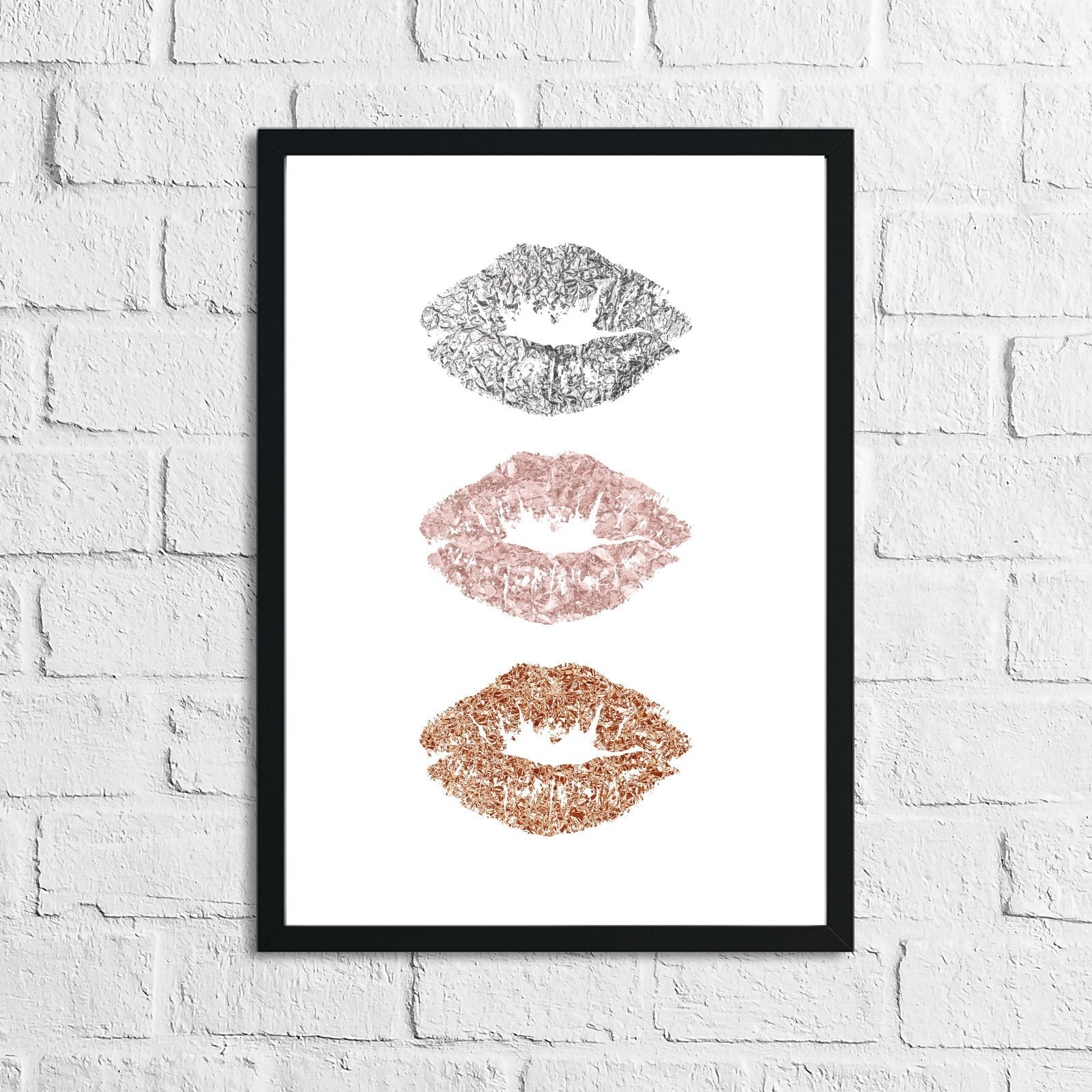 3 Metallic Kiss Lips Dressing Room Simple Wall Decor Print by WinsterCreations™ Official Store