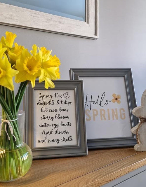 Load image into Gallery viewer, Hello Spring Yellow Floral Flower 2022 Spring Seasonal Wall Home Decor Print by WinsterCreations™ Official Store
