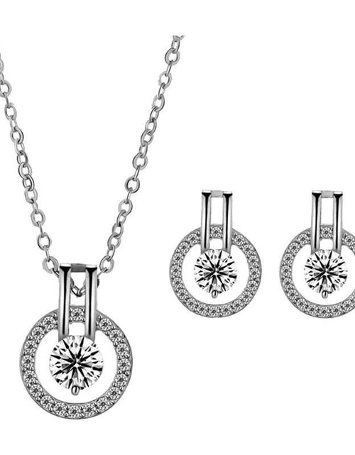 Load image into Gallery viewer, Silver Cubic Zirconia Necklace and Earring Set for Women by Hollywood Sensation®
