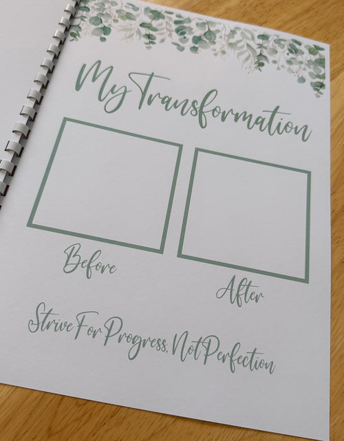 Load image into Gallery viewer, Binded Eucalyptus Leaf Weight Loss &amp; Diet Tracker Journal A4 Diary - Up To 1 Year Measurements Goals Weigh Ins + Lots MORE! by WinsterCreations™ Official Store
