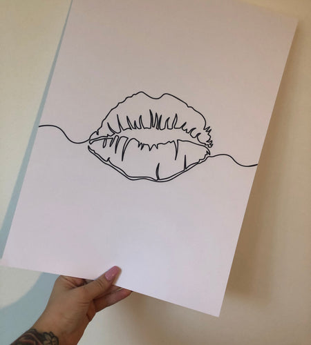 Lips Line Work Bedroom Dressing Room Wall Decor Print by WinsterCreations™ Official Store