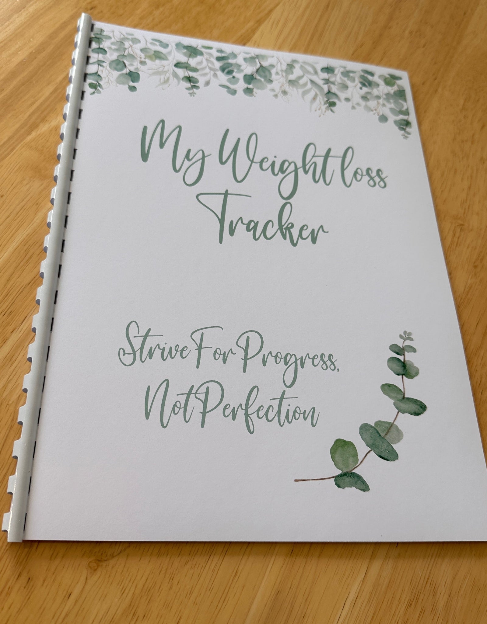 Binded Eucalyptus Leaf Weight Loss & Diet Tracker Journal A4 Diary - Up To 1 Year Measurements Goals Weigh Ins + Lots MORE! by WinsterCreations™ Official Store