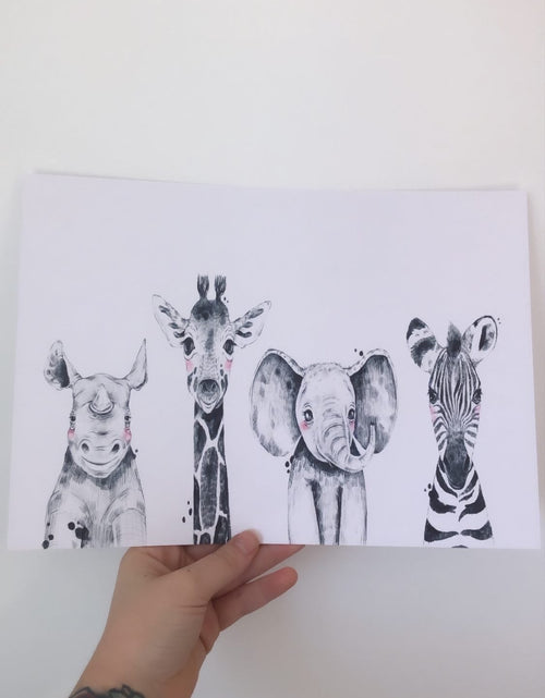 Load image into Gallery viewer, Africa Zoo Safari Animals Nursery Children's Room Wall Decor Print by WinsterCreations™ Official Store
