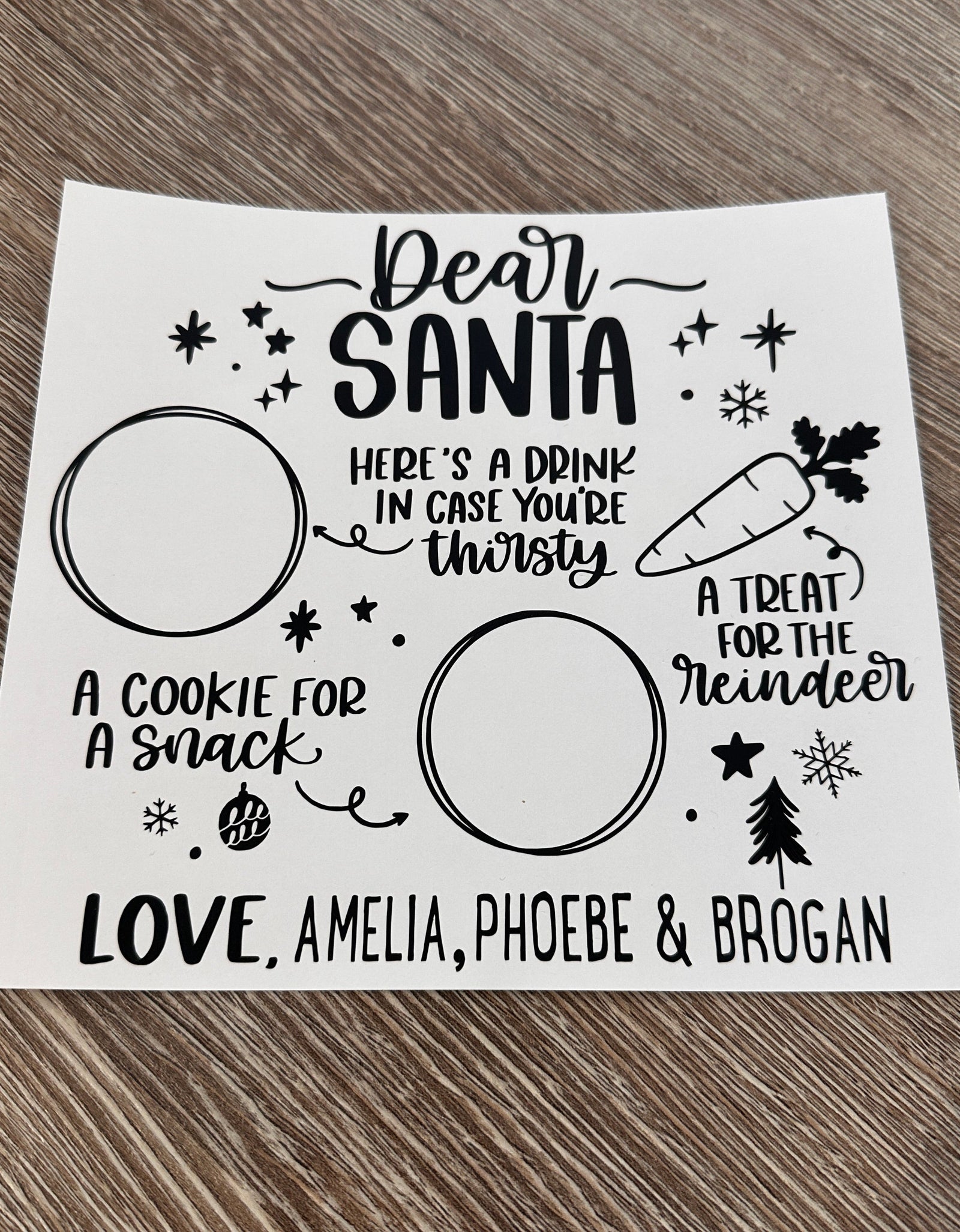 Dear Santa Christmas Eve DIY Create Own Plate / Tray Black Vinyl Christmas Sticker by WinsterCreations™ Official Store