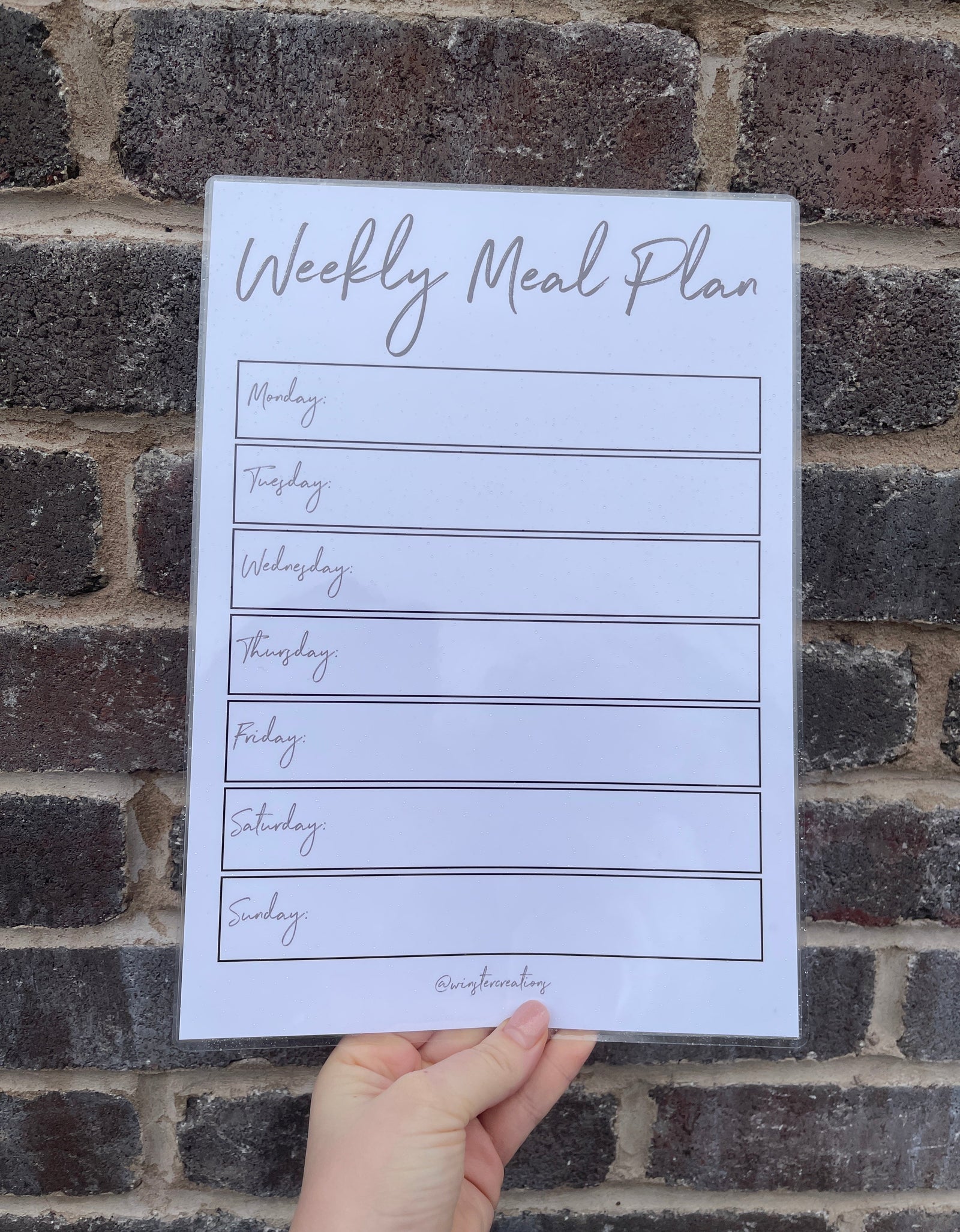 Laminated A4 Weekly Main Meal Planner Menu - Grey & Black + Magnetic Dry-Wipe Pen by WinsterCreations™ Official Store