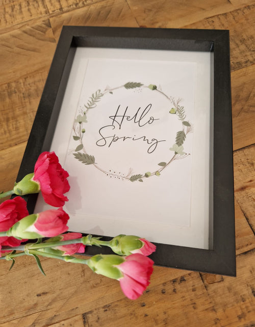 Load image into Gallery viewer, Hello Spring Green Floral Wreath Spring Seasonal Wall Home Decor Print by WinsterCreations™ Official Store
