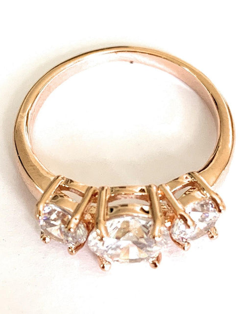Load image into Gallery viewer, White Gold with Three Stone Cubic Zirconia Ring for Women by Hollywood Sensation®

