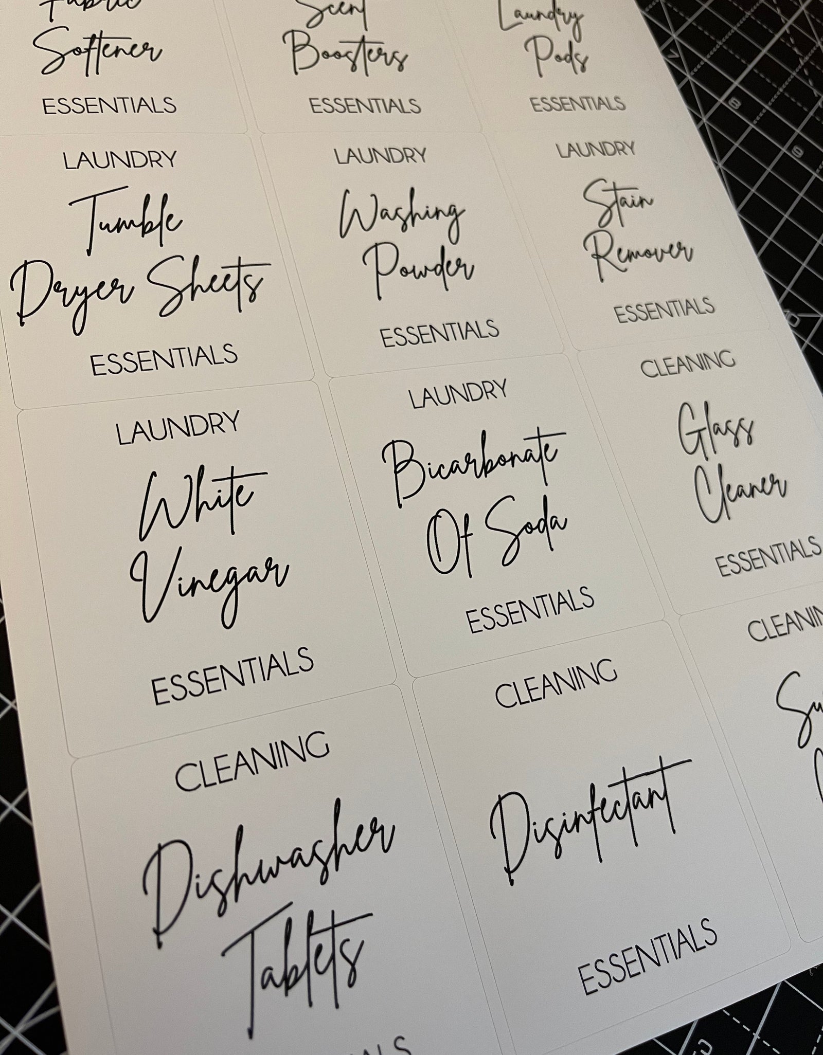 Laundry & Cleaning Waterproof White Sticker Bundle Fancy Font - 6.35cm x 7.2cm / 12 Labels by WinsterCreations™ Official Store
