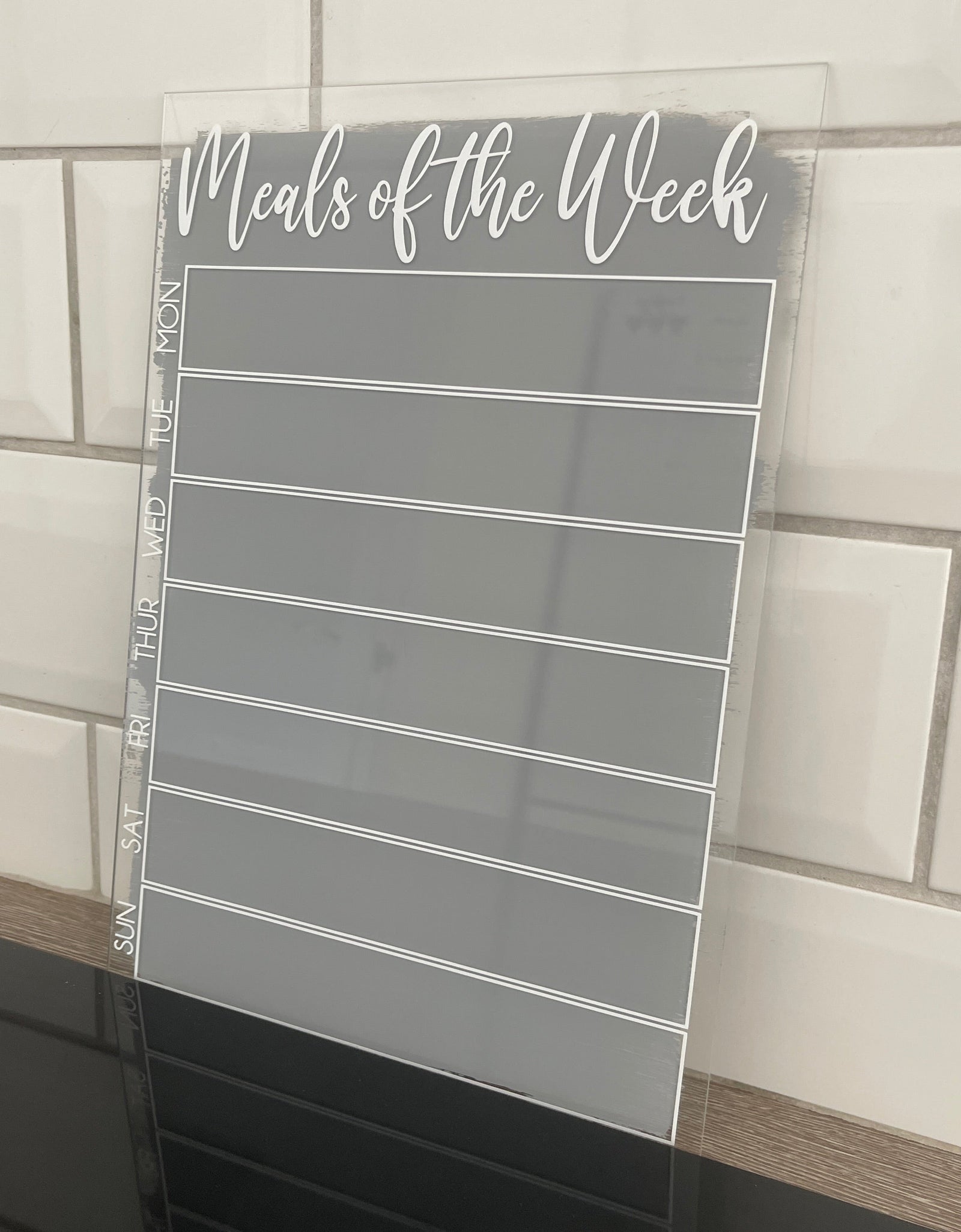 Meals Of The Week Menu Food Meal Planner Painted A4 Clear Acrylic Wipeable Sign With Drywipe Pen by WinsterCreations™ Official Store
