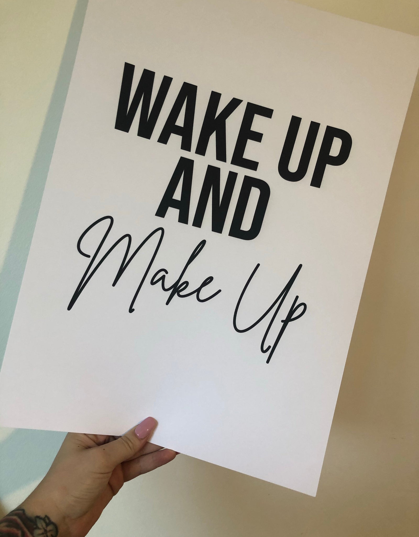 Wake Up & Make Up Dressing Room Simple Wall Decor Print by WinsterCreations™ Official Store