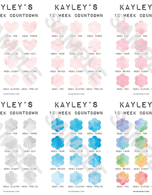 Load image into Gallery viewer, Personalised A4 Any Name 12 Week Countdown Weight Loss Chart Tracker Print - Assorted Designs - Laminated With Drywipe Pen by WinsterCreations™ Official Store
