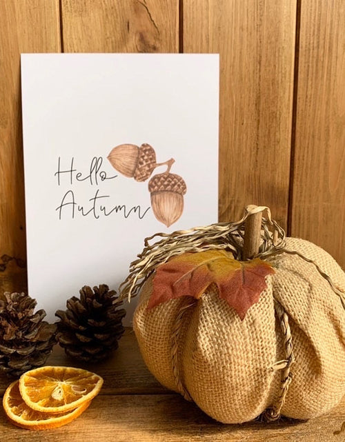 Load image into Gallery viewer, Hello Autumn Acorn Autumn Seasonal Wall Home Decor Print by WinsterCreations™ Official Store
