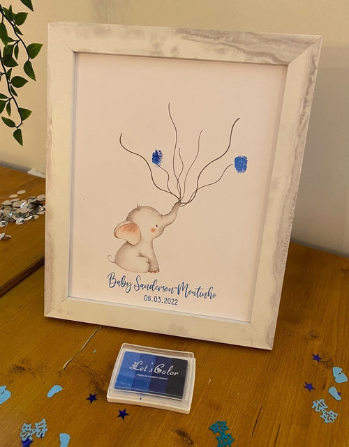 Load image into Gallery viewer, Baby Boy Girl Any Colour Wording Elephant Baby Shower Finger Print Decor Print by WinsterCreations™ Official Store
