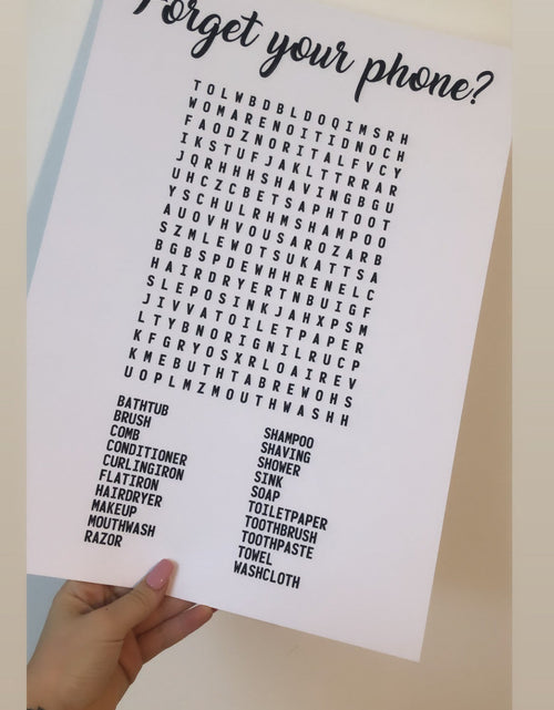 Load image into Gallery viewer, Forget Your Phone Crossword Bathroom Wall Decor Funny Print by WinsterCreations™ Official Store
