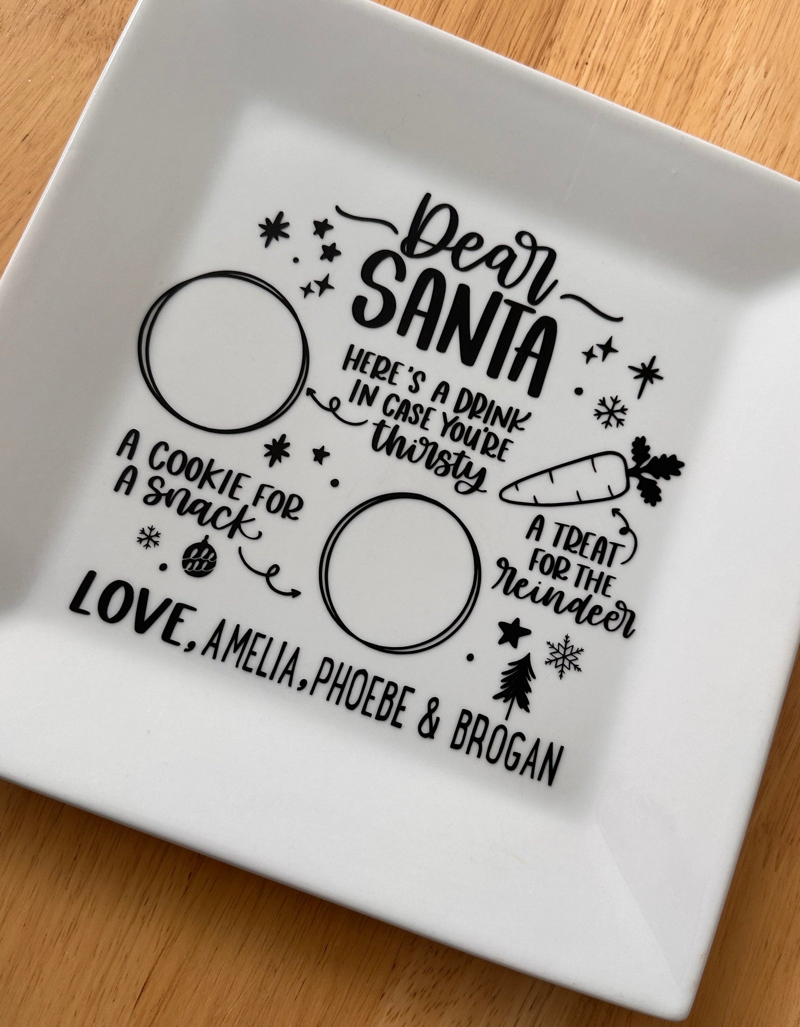 Dear Santa Christmas Eve DIY Create Own Plate / Tray Black Vinyl Christmas Sticker by WinsterCreations™ Official Store