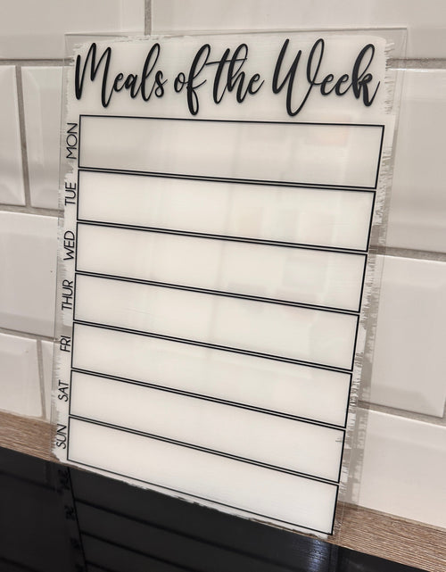 Load image into Gallery viewer, Meals Of The Week Menu Food Meal Planner Painted A4 Clear Acrylic Wipeable Sign With Drywipe Pen by WinsterCreations™ Official Store

