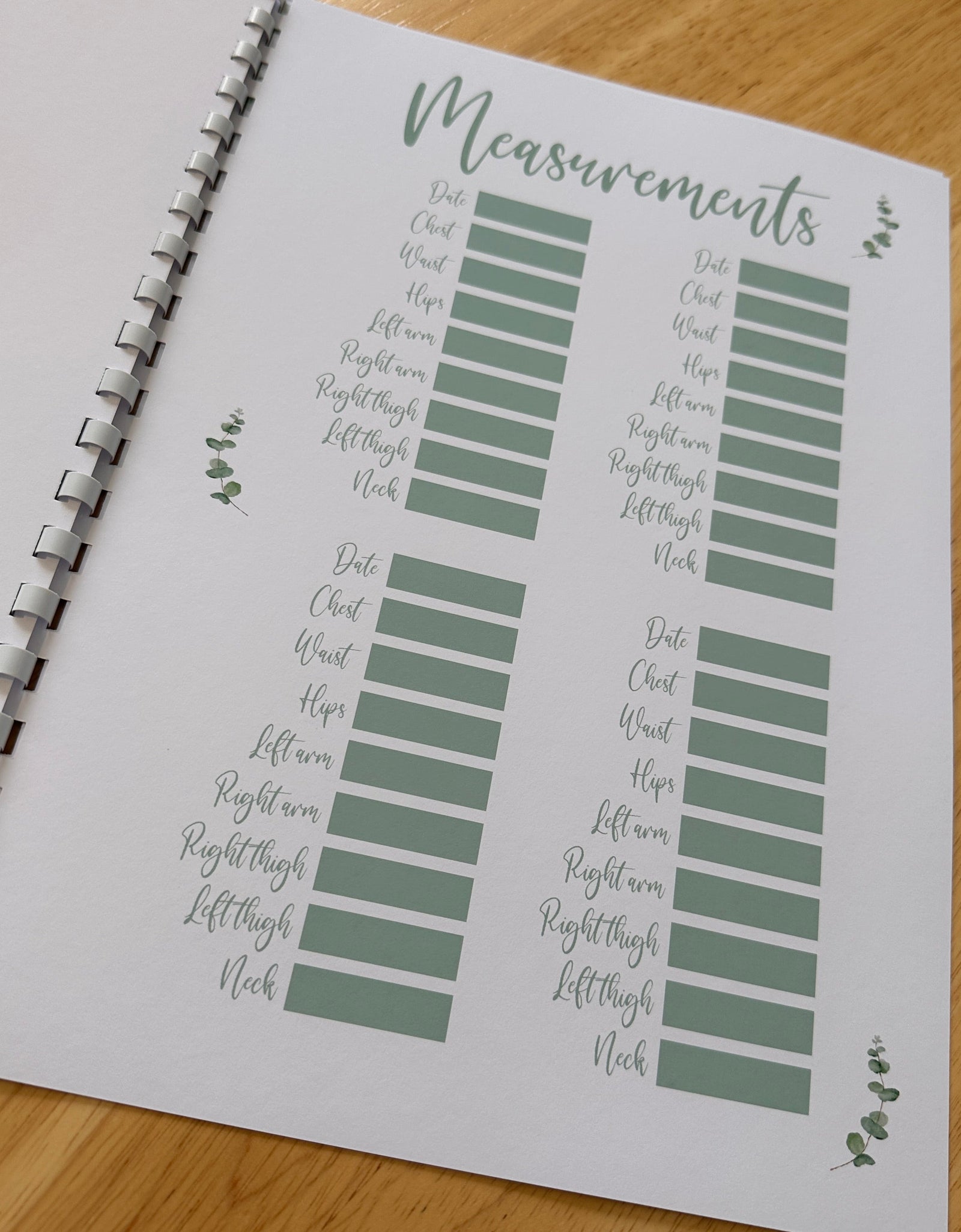 Binded Eucalyptus Leaf Weight Loss & Diet Tracker Journal A4 Diary - Up To 1 Year Measurements Goals Weigh Ins + Lots MORE! by WinsterCreations™ Official Store