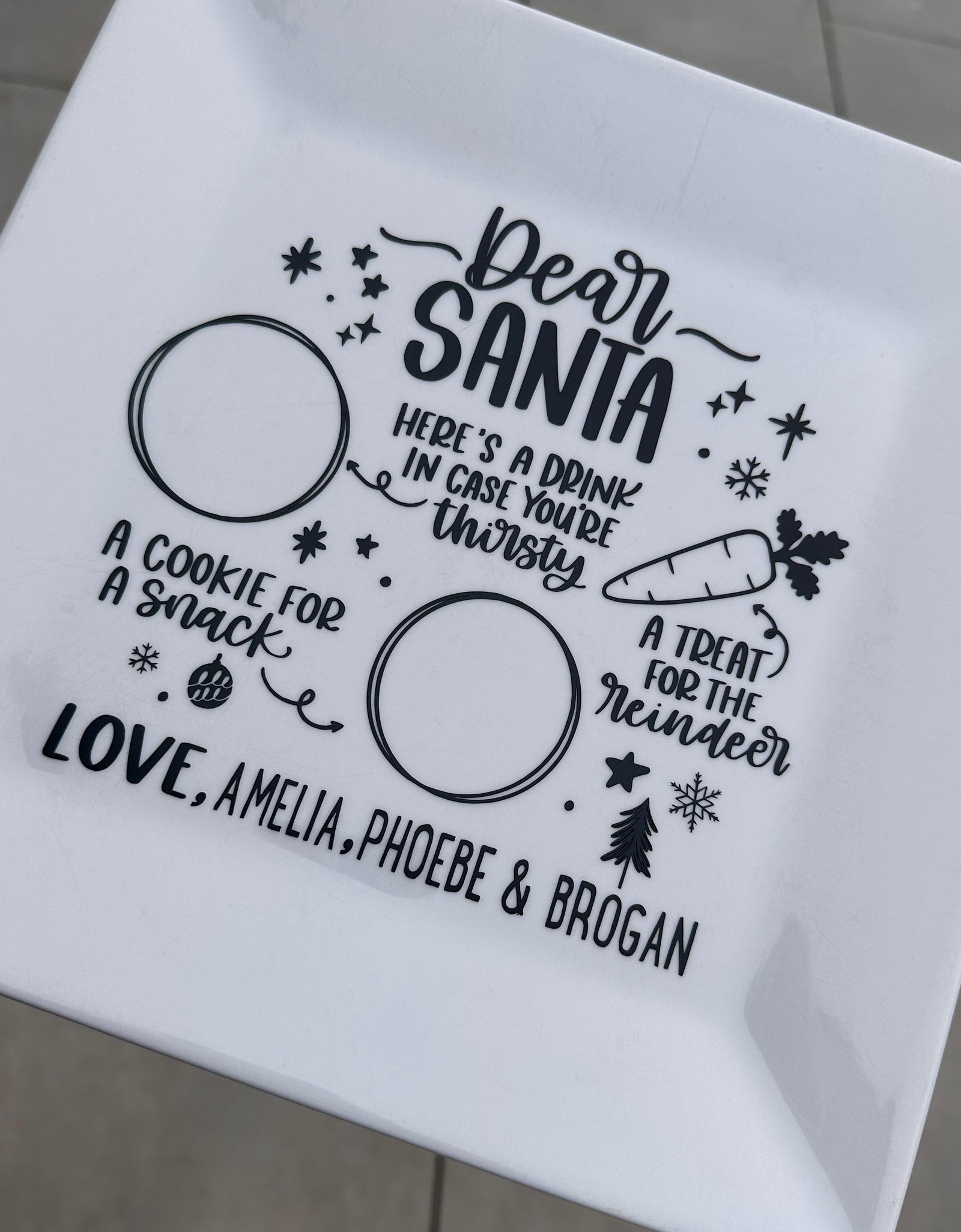 Dear Santa Christmas Eve DIY Create Own Plate / Tray Black Vinyl Christmas Sticker by WinsterCreations™ Official Store