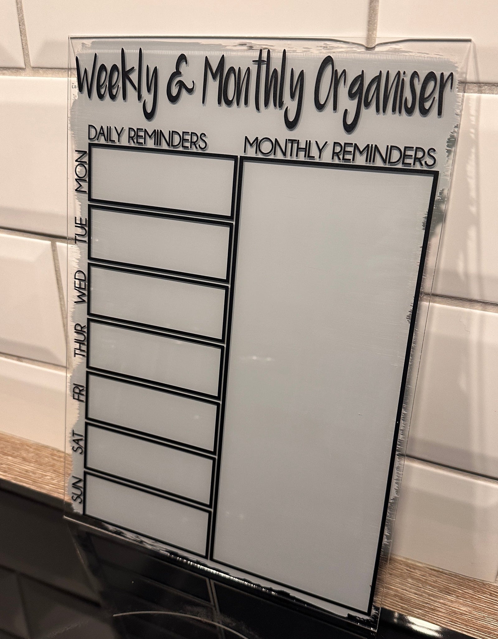 Weekly & Monthly Painted Organiser Planner A4 Clear Acrylic Wipeable Sign With Drywipe Pen by WinsterCreations™ Official Store