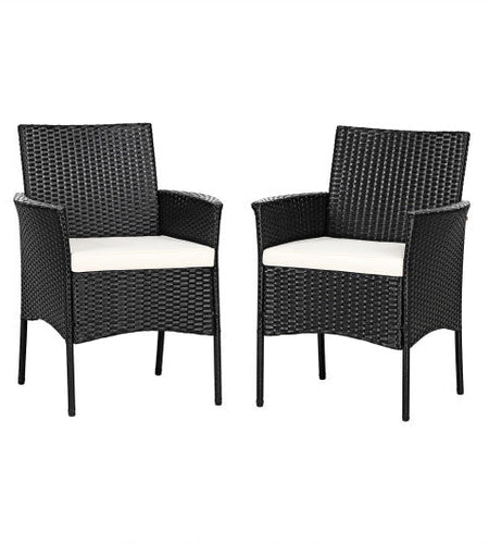 2 Pieces Patio Wicker Chairs with Cozy Seat Cushions