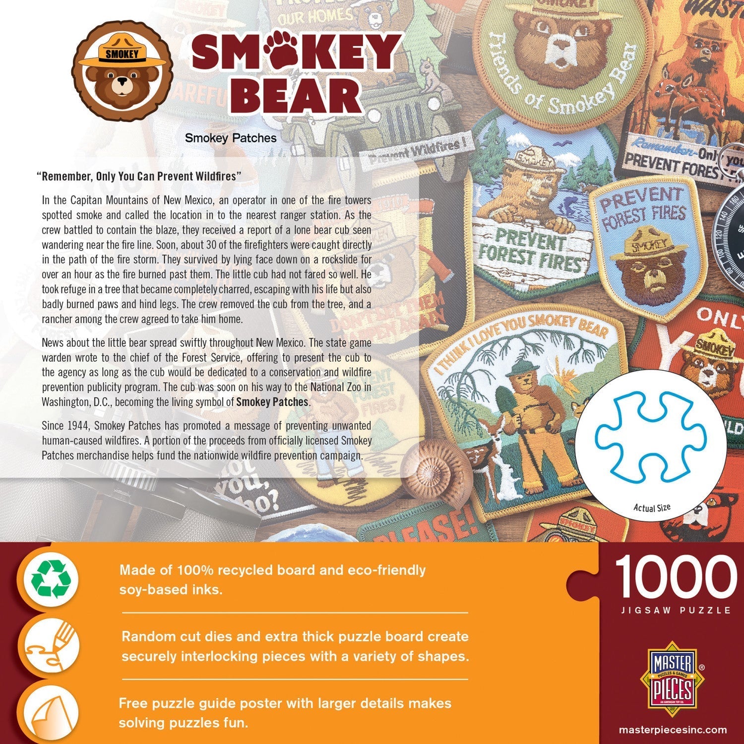 Smokey Bear Patches 1000 Piece Jigsaw Puzzle by MasterPieces Puzzle Company INC