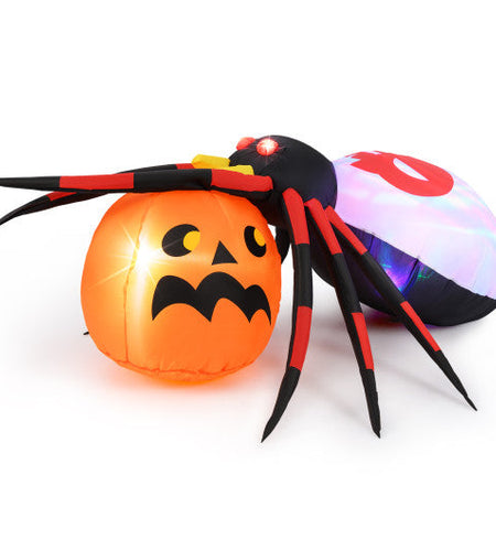 4.9 x 4.6 Feet Inflatable Spider with Pumpkin and Rotating Light
