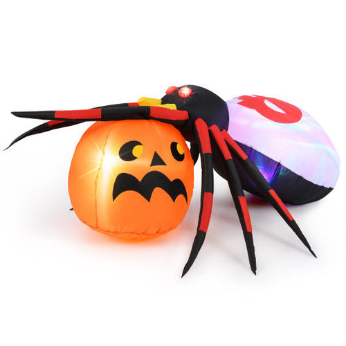 Load image into Gallery viewer, 4.9 x 4.6 Feet Inflatable Spider with Pumpkin and Rotating Light
