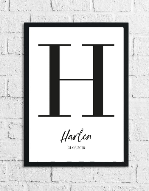 Load image into Gallery viewer, Personalised Black Name Initial DOB Children's Teenagers Room Wall Decor Print by WinsterCreations™ Official Store
