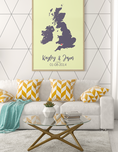 Load image into Gallery viewer, Couples United Kingdom Map with Special Dates &amp; Heart Personalised 2022 Wall Decor Print with 10 New Styles by WinsterCreations™ Official Store
