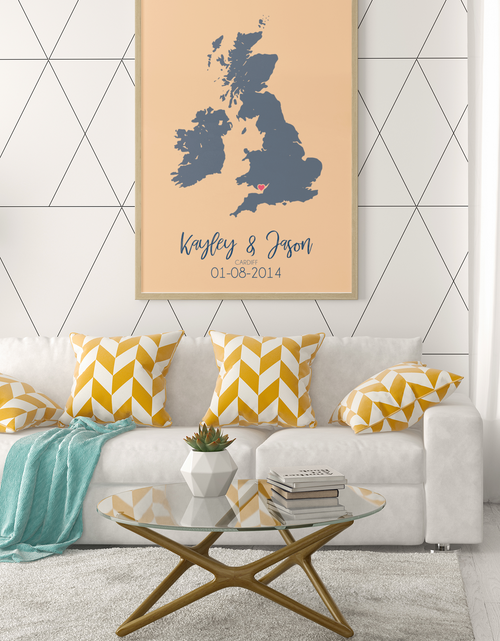 Load image into Gallery viewer, Couples United Kingdom Map with Special Dates &amp; Heart Personalised 2022 Wall Decor Print with 10 New Styles by WinsterCreations™ Official Store
