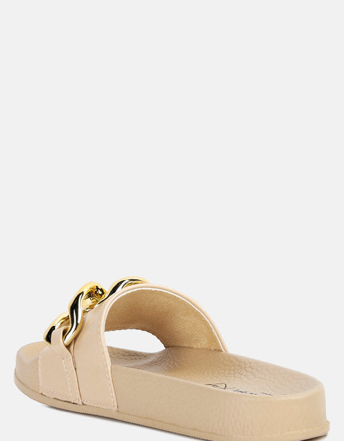 Load image into Gallery viewer, ishtar metallic chain metal slid flats by London Rag
