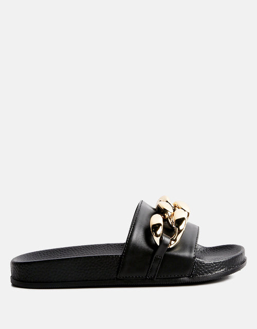 Load image into Gallery viewer, ishtar metallic chain metal slid flats by London Rag
