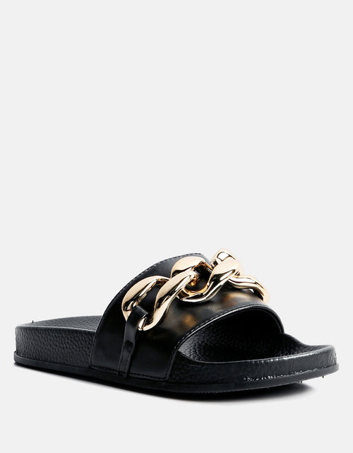Load image into Gallery viewer, ishtar metallic chain metal slid flats by London Rag
