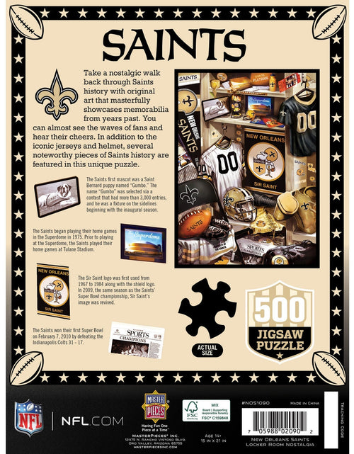 Load image into Gallery viewer, New Orleans Saints - Locker Room 500 Piece Jigsaw Puzzle by MasterPieces Puzzle Company INC
