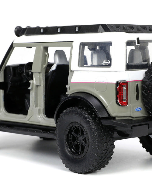 Load image into Gallery viewer, 2021 Ford Bronco Gray and White with Matt Black Hood with Roof Rack "M2 Motoring" "Just Trucks" Series 1/24 Diecast Model Car by Jada
