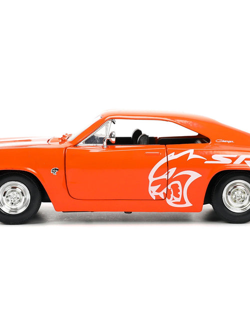 Load image into Gallery viewer, 1968 Dodge Charger R/T SRT Orange with White Stripes and Graphics "Bigtime Muscle" Series 1/24 Diecast Model Car by Jada
