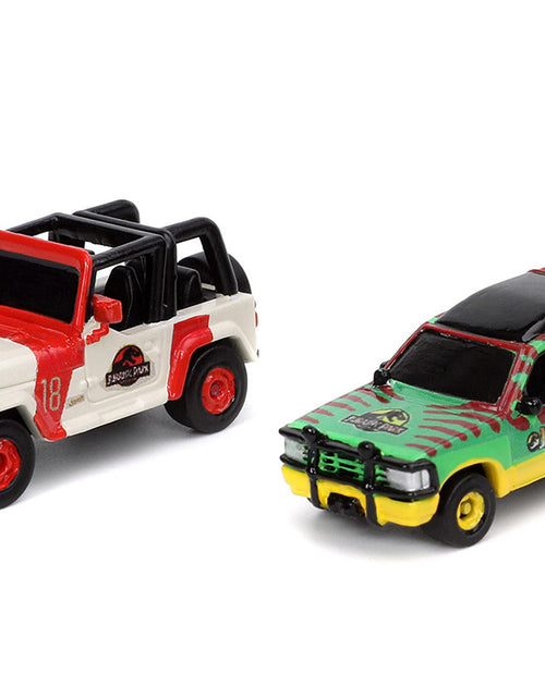 Load image into Gallery viewer, Jurassic Park Theme Park Entrance Diorama with Jeep Wrangler and Ford Explorer 30th Anniversary "Jurassic Park" (1993) Movie "Nano Hollywood Rides" Series Models by Jada
