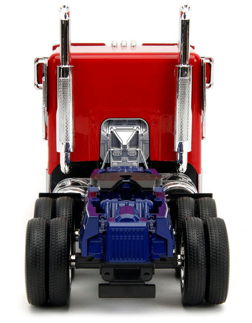 Load image into Gallery viewer, Optimus Prime Tractor Truck Red and Blue with Silver Stripes "Transformers: Rise of the Beasts" (2023) Movie "Hollywood Rides" Series Diecast Model Car by Jada
