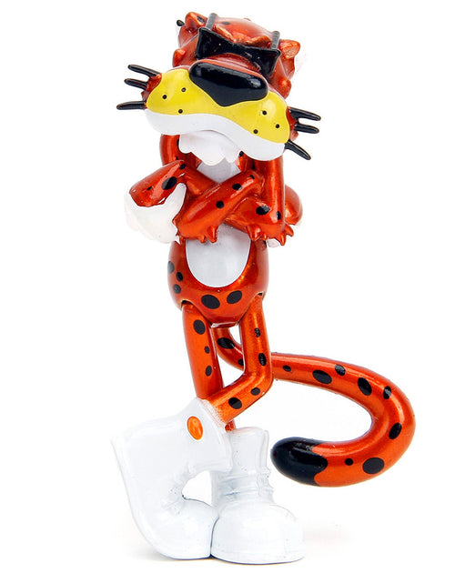 Load image into Gallery viewer, 1985 Chevrolet Camaro Z/28 Orange Metallic with Graphics and Chester Cheetah Diecast Figure "Cheetos" "Hollywood Rides" Series 1/24 Diecast Model Car by Jada
