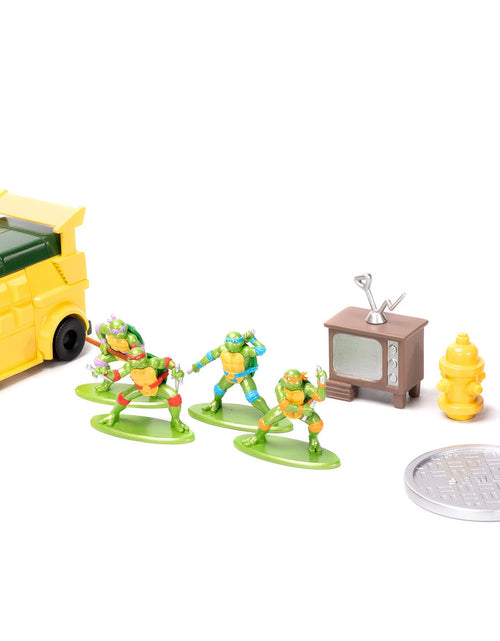 Load image into Gallery viewer, "Teenage Mutant Ninja Turtles" Turtle Lair Diorama Set with Figures and Party Wagon "Nano Scene" Series Model by Jada
