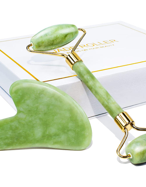 Load image into Gallery viewer, Jade Roller &amp; Gua Sha Gift Box by BeNat
