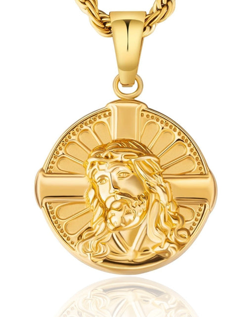 Load image into Gallery viewer, Jesus on Cross Coin Pendant Necklace by Bling Proud | Urban Jewelry Online Store
