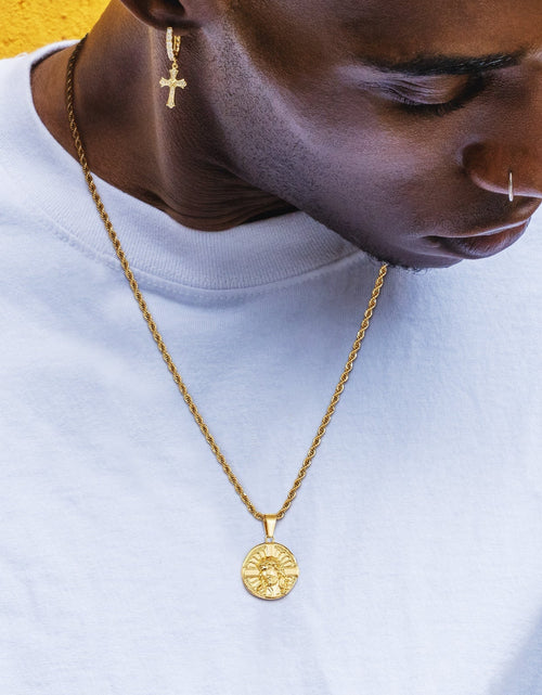 Load image into Gallery viewer, Jesus on Cross Coin Pendant Necklace by Bling Proud | Urban Jewelry Online Store
